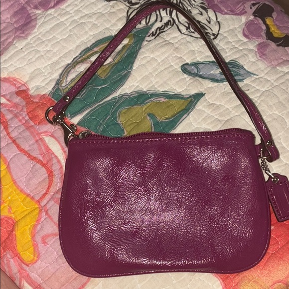 Coach Purple Leather Clutch with Textured Finish - Picture 3 of 3